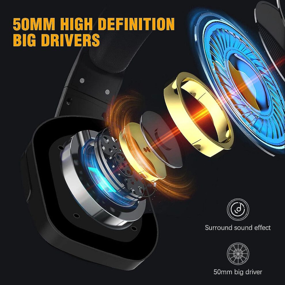 (As show, One size) Gaming Headset, Cool Led Light Headphone With Mic Light, Pc Headset, Excellent Sound Quality Over-ear Headset Black-image-OPC-PHM5Y72-NEW