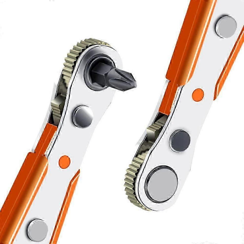 (As show, One size) 110mm Phillips Screwdriver Mini Ratchet and Phillips Tip Mini High Torque Reversible Ratcheting Offset Screwdriver-image-OPC-PHM5Y7X-NEW