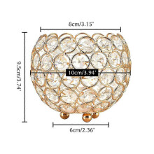 (As show, One size) Tealight Holder Crystal Bowl Gold Candlestick Set of 2 Rod Candle Metal Decorative Candelabra Luxurious Candle Stand