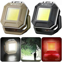 (Svart) COB LED-ficklampa Vattentät inspektionslampa med magnetisk bas USB-uppladdningsbar ficklampa