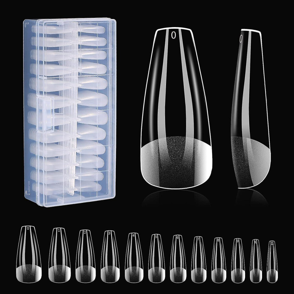 (As show, One size) 500pcs Fake Nail Tips - Hkfuon Nail Tips Clear Nails, Full Cover Acrylic Nails Professional Artificial False Nails Press On Nails