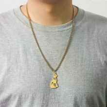 My Shape Egyptisk Gudinna Katt Bastet Halsband för Män Forntida Egypten Djur Rostfritt Stål Halsband