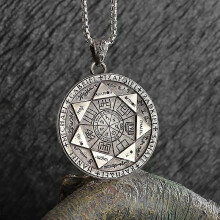 Retro Sju Änglar Magisk Cirkel Salomos Sigill Halsband Hänge Personlig Herr Punk Turamulett