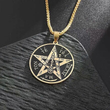 Häxkonst Pentagram Halsband Rostfritt Stål Herr Judiskt Hebreiskt Tetragrammaton Salomo Hänge