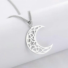 My Shape Viking Celtics Halsmåne Hänge Halsband för Män Kvinnor Rostfritt Stål Vintage Wicca Amulett