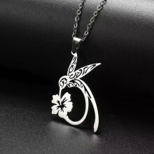 My Shape Kolibri Blomhänge Halsband för Kvinnor Flickor Fågel Blommig Rostfritt Stål Kedja Choker