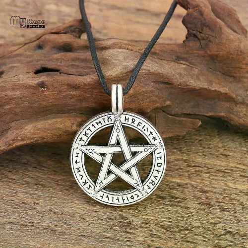 Κολιέ με κρεμαστό κόσμημα My Shape Pentacle Hebrew Charm Pentagram Statement, Ανδ