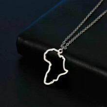 My Shape Afrika Halsband för Kvinnor Män Rostfritt Stål Sydafrikansk Karta Halsband Chokerkedja Ihålig
