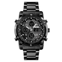 (Black-black) Mens Wristwatch Waterproof Military Analogue Digital Watches chronograph