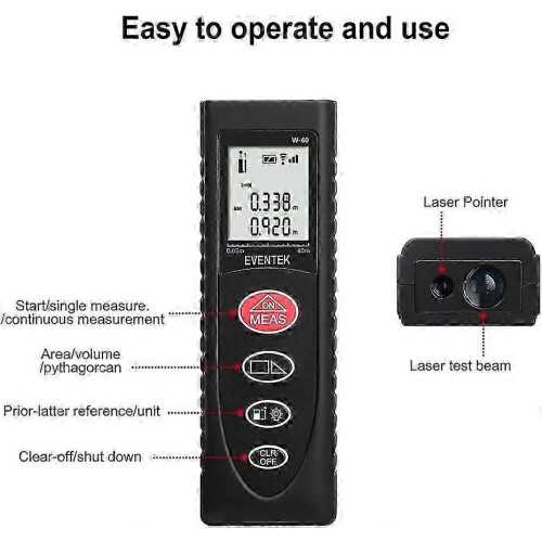 (As show, One size) Laser Distance Meter - 60m Micro Laser Meter 1