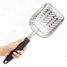 (As show, One size) Aluminum Alloy Cat Litter Scoop - Long Handle Scoop with Comfortable Rubber Grip for Pet Cat