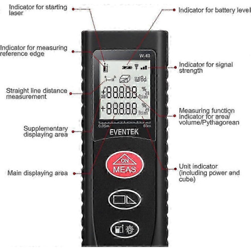 (As show, One size) Laser Distance Meter - 60m Micro Laser Meter 2