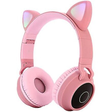 (As show, One size) Bluetooth Headphones,cat Ear Led Light Up Wireless Foldable Headphones Over Ear With Microphone And Volume