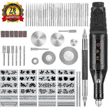 (As show, One size) Electric Engraving Tool Kit - 78 Pieces Metal Wood Engraver with 52 Bits and 24 Stencils