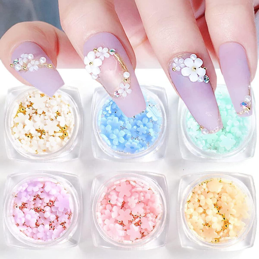 Light (As Show, One Size) Flower Nail Charms For Acrylic Nails, 3D Flower Nail Rhinestones Decals For Nail Art Supplies Change Cherry Blossom Nail Art