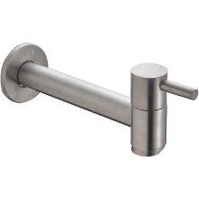 (As show, One size) Wall Mounted Stainless Steel Cold Water Toilet Basin Faucet Mop for Pond Garden Brushed Nickel