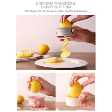 (As show, One size) Multifunctional Pink Lemon Slicer - Spiral Cucumber Slicer for Fruit Tea Peeler Cutter