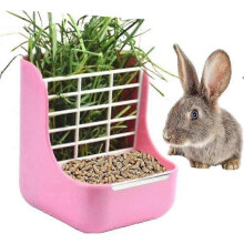 (As show, One size) Rabbit Feeder - Guinea Pig Hay Feeder Chinchilla Plastic Food Loop (Pink)