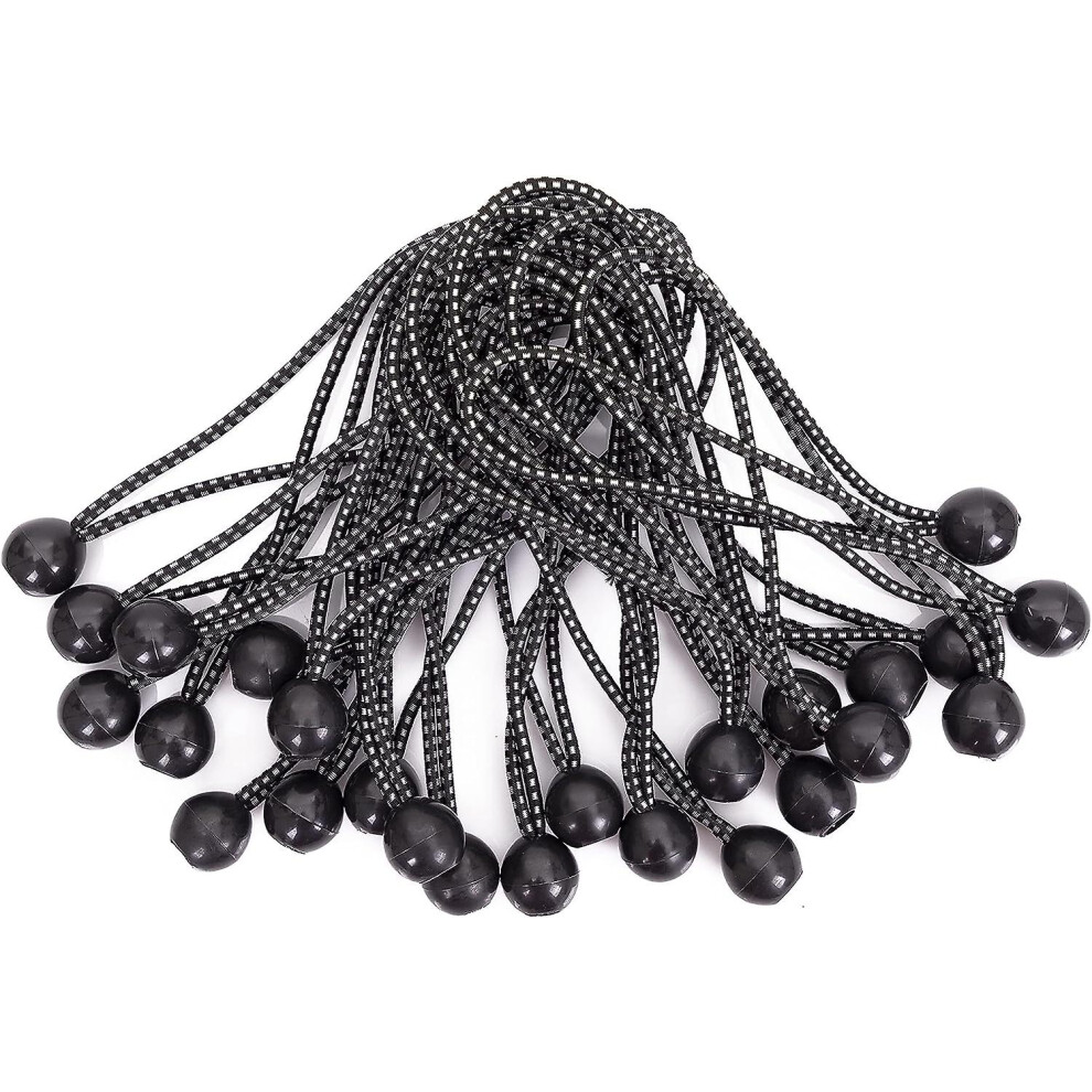(As Show, One Size) Ball Bungee Cords With Elastic String For Canopy, Tarp, Straps, Tent, Poles And Wires, 6-Inch (25-Count), Black 4632131024899