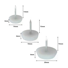 Lot de 50 patins antidérapants pour pieds de meubles en bois, 14/18/20 mm