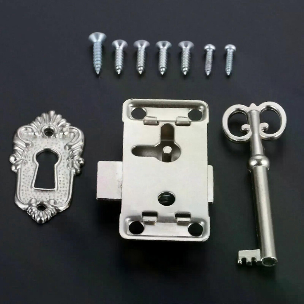 (A) Serrure de porte en fer antique, tiroir, boîte à bijoux en bois, armoire, armoire, porte de placard,