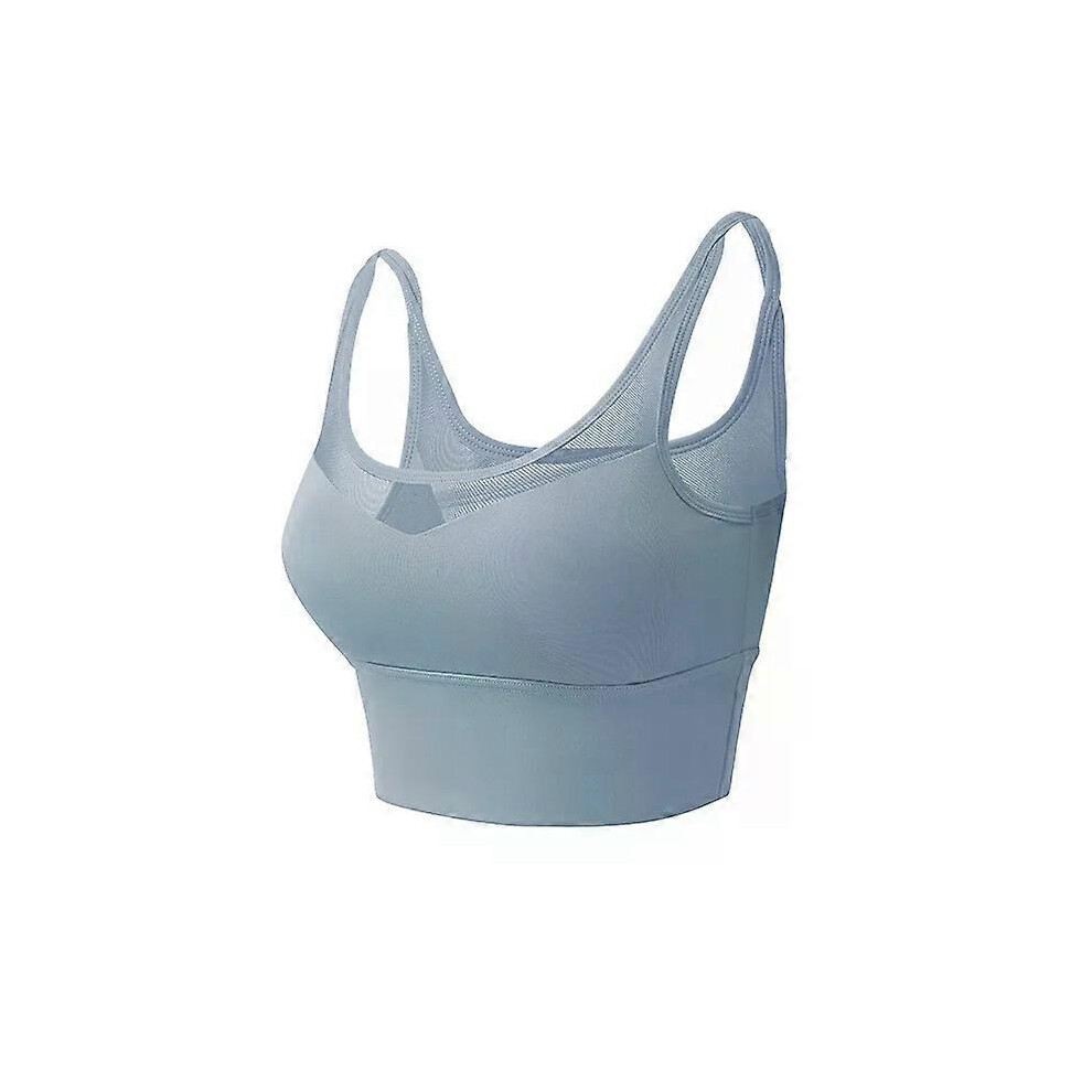 (XL,Blue)Tank Top Women Gym Women Corset Sports Bra Push Up Crop Top Fitness bra Hollow Breathable Sexy Running Athletic Sportswear