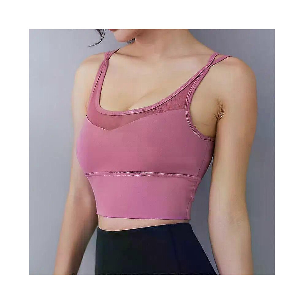(XXL,Pink)Tank Top Women Gym Women Corset Sports Bra Push Up Crop Top Fitness bra Hollow Breathable Sexy Running Athletic Sportswear