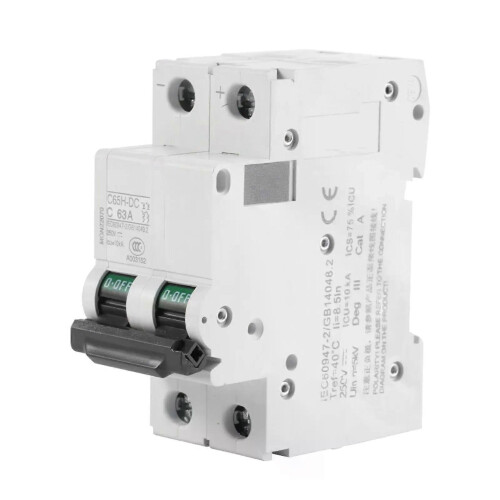 Μικροαυτόματος διακόπτης χαμηλής τάσης 250V DC 2P με διακόπτη ηλιακής ενέργειας (63A)