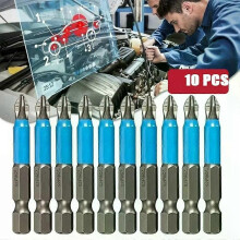 10 puntas de destornillador PH2 de 50 mm con punta de cruz, antideslizantes, eléctricas, con vástago