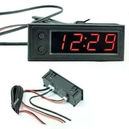 12V-3 σε 1 Κιτ Θερμόμετρου Αυτοκινήτου Βολτόμετρο Mini-LED Οθ