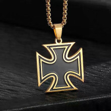 Rostfritt stål järnkorsmedaljhalsband hänge personligt herrpunk trend alternativa amulettsmycken