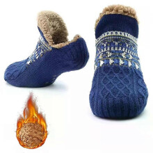 Chaussettes thermiques moelleuses pour homme et femme, courtes, chaudes, en coton épais, antidérapantes,