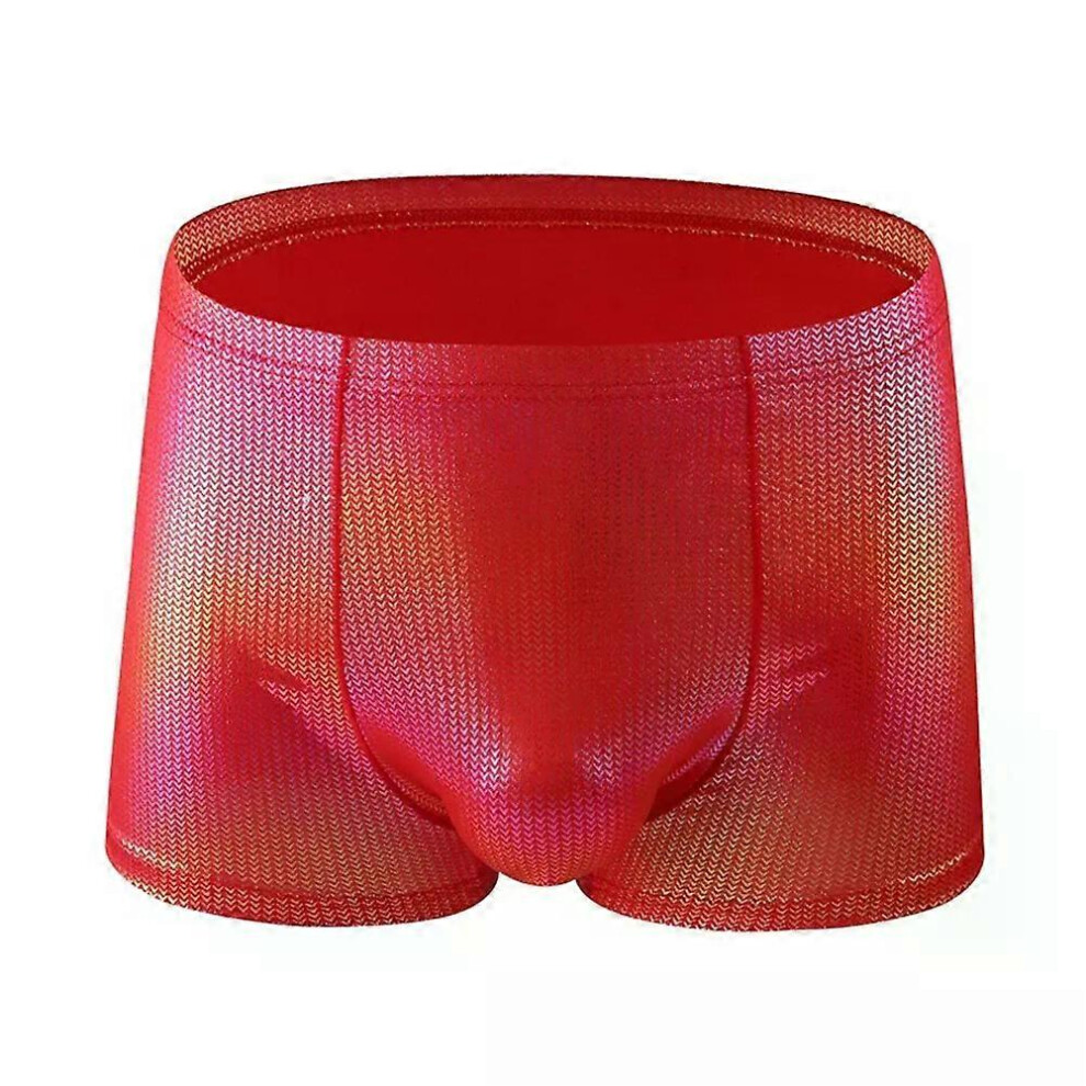 Slip sexy pour homme, culotte taille moyenne, poche convexe en U, sous-vêtement en cuir PU, culotte
