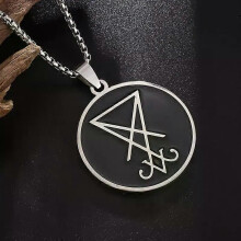 Djävulen Lucifer Sigil Hängsmycke Satan Symbol Rostfritt Stål Herrhalsband Demon Satan Leviathan Badge