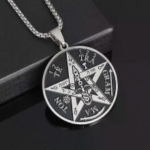 Häxkonst Pentagram Rostfritt Stål Halsband Herr\\\\ Judiskt Hebreiskt Tetragrammaton Hänge Guardian