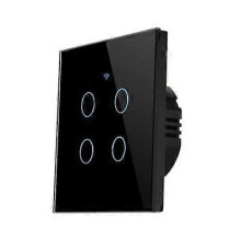 (Black-04) TUYA WiFi Smart  Switch Smart Light Switch 1/2/3/4 Gang Wall Panels Smart HomeEU