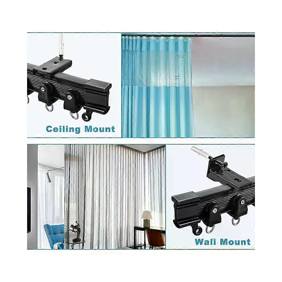 Rail de rideau flexible et pliable, montage mural au plafond, noir et blanc, courbé, robuste, pour camping-car