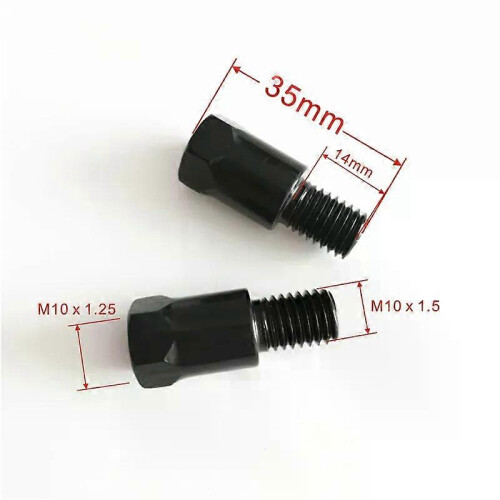 2 τεμάχια προσαρμογέας καθρέφτη M10 M10x15 M10x125 Universal μαύρος π