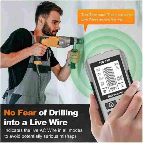 (Red)Multifunctional Handheld Metal & Wall Detector, 5 in 1 Stud Finder Scanner Tool 2