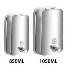 Distributeur de savon mural en acier inoxydable 850 ml/1 050 ml pour salle de bain, rangement pour savon