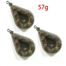 (3 piezas de 57 g) Plomada de pesca de carpa, peso de plomada plana, giratoria, de 31 a 85 g, con revestimiento