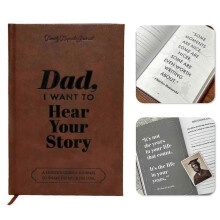 Dad, I Want to Hear Your Story Notebook, Leather Wrapped Hardback, Black Gold Foil Lettering, Guided Journal for Father To Share His Life & His Love
