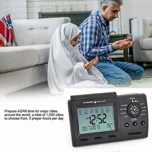 (Pink) Azan Prayer Alarm Clock Automatic Islamic Prayer Reminder Table Digital Clock 2