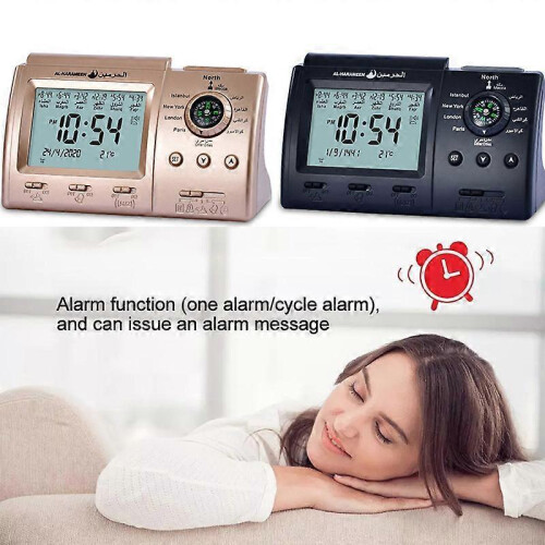 (Pink) Azan Prayer Alarm Clock Automatic Islamic Prayer Reminder Table Digital Clock 1