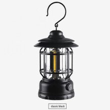 (Rechargeable, Black) Portable Retro Camping Lamp Rechargeable Campfire With Hook For Hiking, Fishing