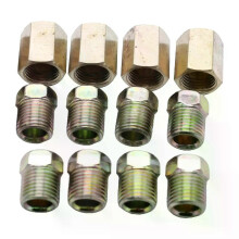 12-pack 1/4" Bromsledningskopplingar Mässingskopplingar 7/16-24 Inverterad Adapter 4 Muttrar 8 T-koppling