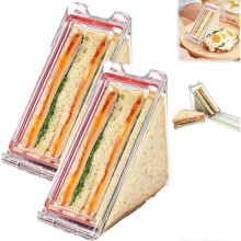 (2Pcs) Triangle Sandwich Container, Triangle Sandwich Box Clear, Reusable Portable Triangle Sandwich Box, Washable Sandwich Box with Lids