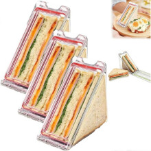 (3Pcs) Triangle Sandwich Container, Triangle Sandwich Box Clear, Reusable Portable Triangle Sandwich Box, Washable Sandwich Box with Lids
