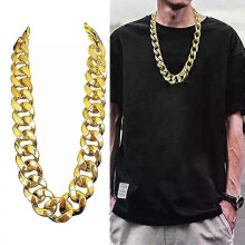 Hiphop Guldfärgad Stor Akryl Chunky Kedja Halsband För Herr Punk Överdimensionerad Stor Plast Länkkedja
