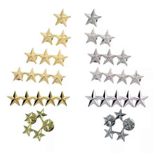 Kinesisk stil rangnivåmärke metall femuddig stjärna pentagram brosch hatt epaulett krage nål spänne
